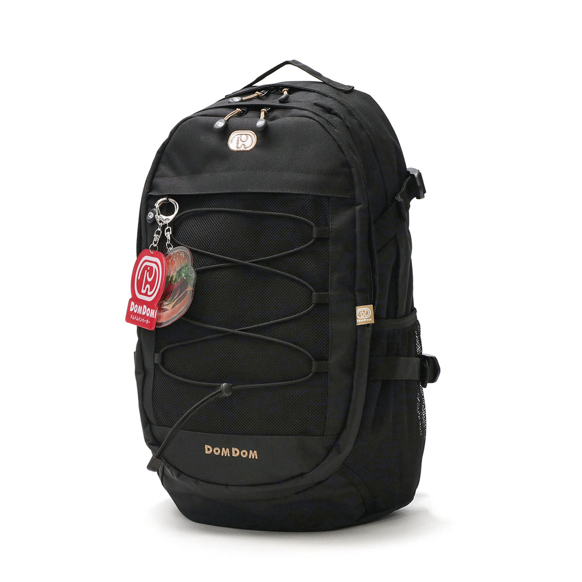 ドムドム リュック DOMDOM ドムドムハンバーガー リュックサック バックパック デイパック バッグ 通学 通学リュック B4 A4 30L 大きめ 大容量 軽量 撥水 どむぞうくん バンジーコード 女子 男子 黒 レディース メンズ DM001