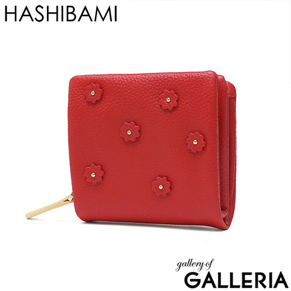 HASHIBAMI ハシバミ 二つ折り財布 ミニ財布 小さめ レザー 軽い 折り財布 小銭入れ付き スモールフラワー ハーフウォレット Ha-2407-502