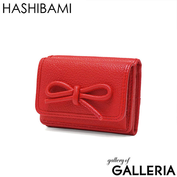 HASHIBAMI ハシバミ 三つ折り財布 三つ折り 小さめ レザー 軽い 折り財布 BOX型小銭入れ レザーリボン ミニウォレット Ha-2410-326