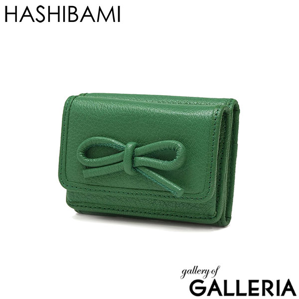 HASHIBAMI ハシバミ 三つ折り財布 三つ折り 小さめ レザー 軽い 折り財布 BOX型小銭入れ レザーリボン ミニウォレット Ha-2410-326
