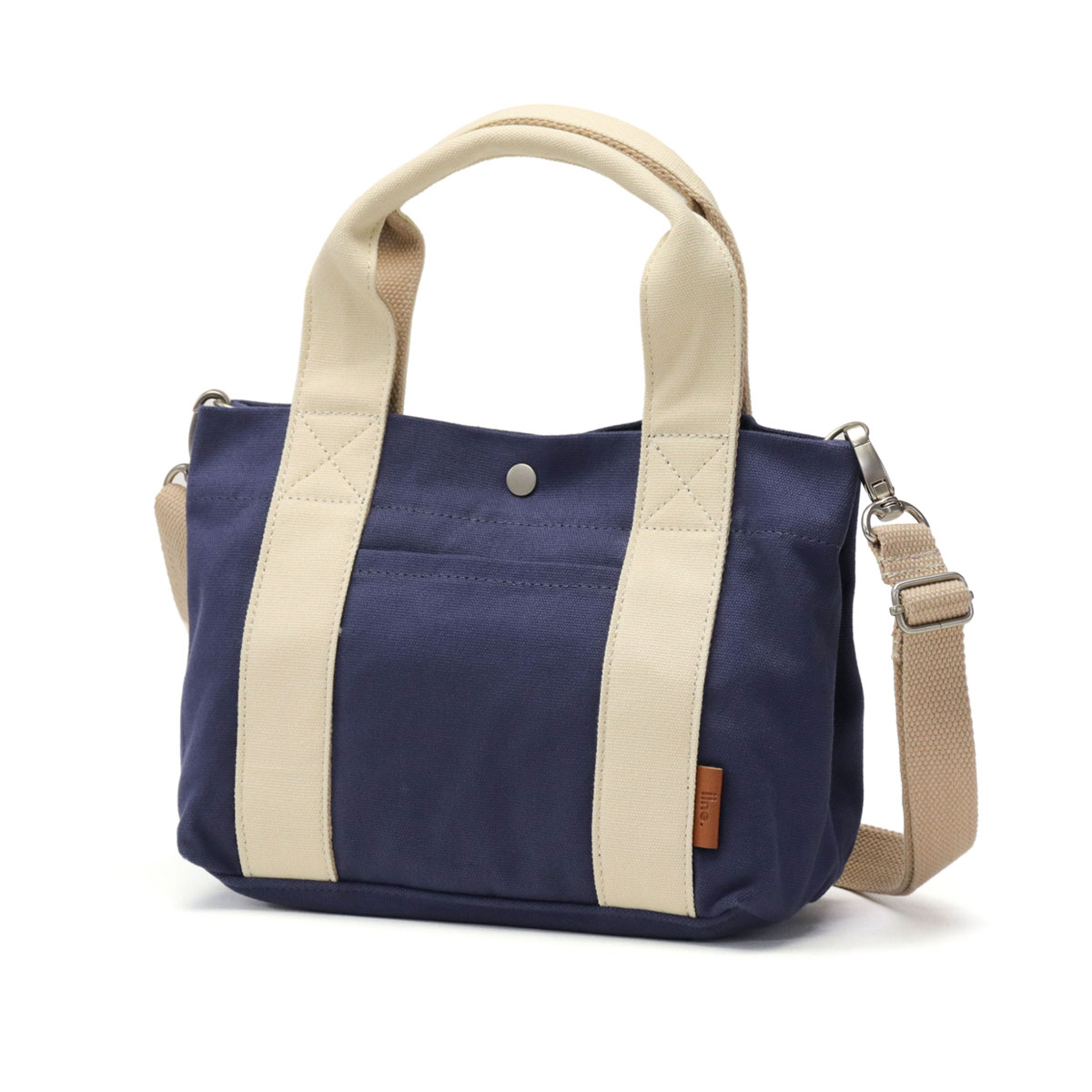 【メール便】 トートバッグ レディース 小さめ ミニトート キャンバス 肩掛け 無地 2WAY ショルダーバッグ 斜め掛け ランチバッグ 仕切り 軽量 シンプル イイネ iine. IO1001-01