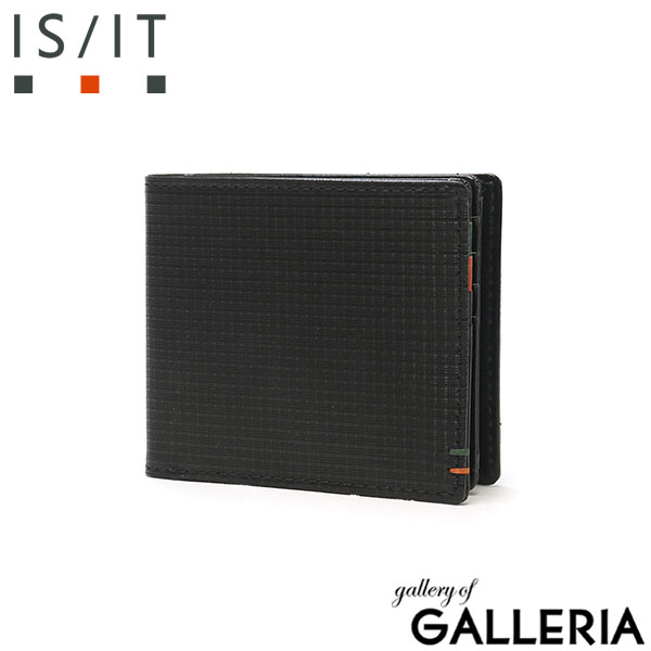 IS/IT 二つ折り財布 メンズ 本革 box型小銭入れ ブランド イズイット 40代 二つ折り カードがたくさん入る 小銭入れ 小銭入れあり 薄型 薄い 型押し コンパクト シンプル 軽量 軽い おしゃれ 黒 ツール 979607