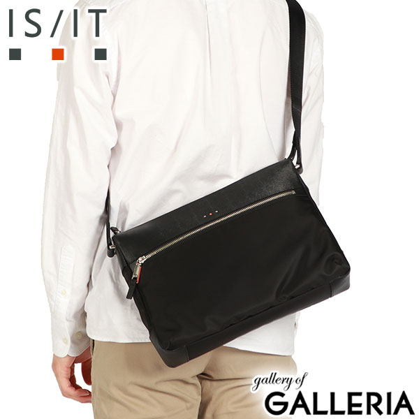 IS/IT ショルダーバッグ メンズ 斜めがけバッグ ブランド イズイット バッグ 薄型 薄い 斜めがけ 革 レザー 本革 ナイロン A4 日本製 横 横型 シンプル ビジネス 通勤 大人 アンプル AMPOULE 959103