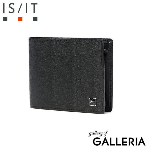 IS/IT 二つ折り財布 メンズ レディース ブランド 小銭入れあり 使いやすい 本革 イズイット 財布 カードがたくさん入る 革 おしゃれ ブラック 男性 女性 二つ折り 二つ折 サイフ シンプル ポリマー 989605