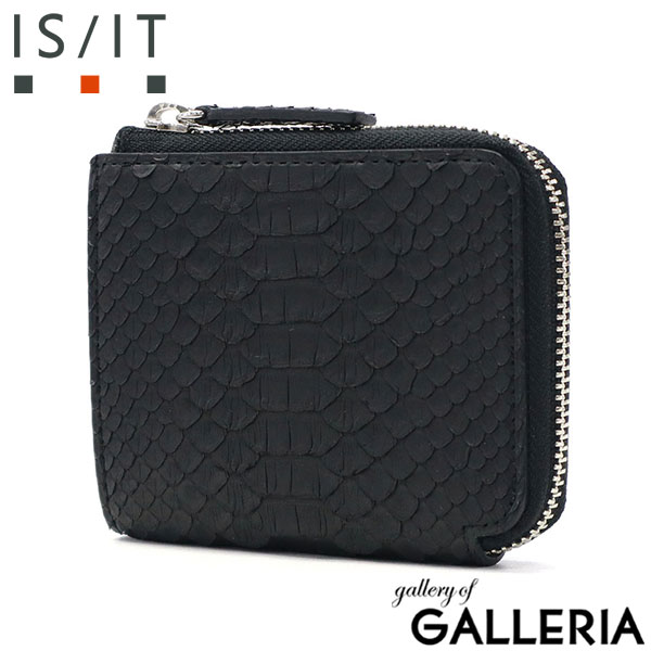 IS/IT 二つ折り財布 メンズ 本革 ミニ イズイット 財布 二つ折り L字ファスナー コンパクト ブランド おしゃれ L字 へび革 牛革 軽量 軽い ミニ財布 プレゼント 小銭入れあり 日本製 Python パイソン 983604
