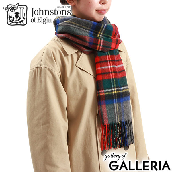 【日本正規品】ジョンストンズ オブ エルガン マフラー メンズ レディース チェックカシミヤ 100% かわいい Johnstons of Elgin ストール グレー ブランド 冬 シンプル スコットランド 中判チェックスカーフ WA000057