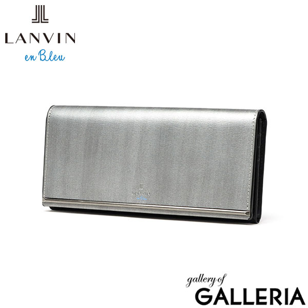 ランバン オン ブルー 長財布 メンズ かぶせ 薄型 LANVIN en Bleu 薄型財布 本革 ブランド レザー 牛革 革 財布 小銭入れあり ロングウォレット おしゃれ 軽量 ガンメタル シンプル 大人 レノア 518614