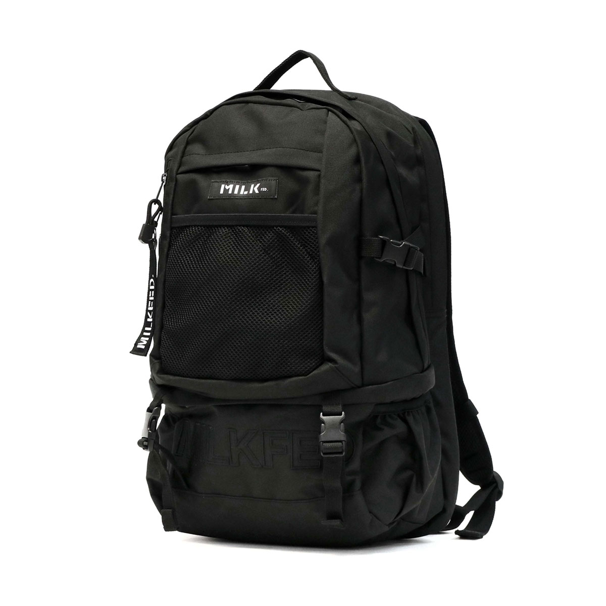 ミルクフェド リュック MILKFED. リュックサック  NEO EMBROIDERY BIG BACKPACK BAR バックパック 大きめ 通学 通学リュック A4 32L 2層 レディース 高校生 女子 ボックスロゴ 03192048