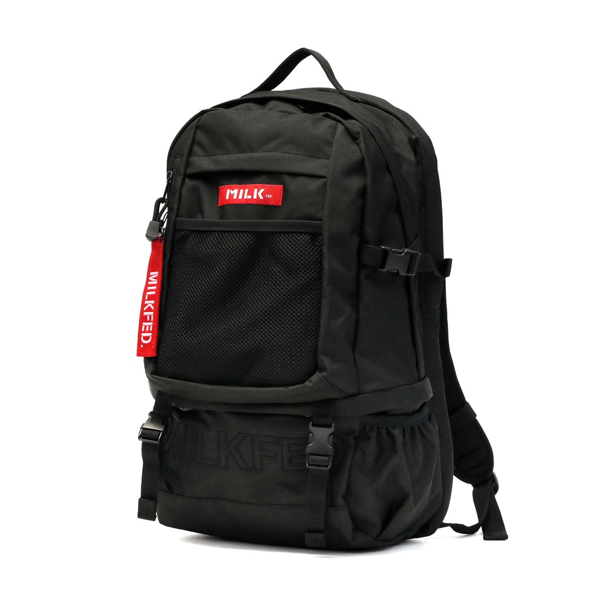 ミルクフェド リュック MILKFED. リュックサック  NEO EMBROIDERY BIG BACKPACK BAR バックパック 大きめ 通学 通学リュック A4 32L 2層 レディース 高校生 女子 ボックスロゴ 03192048