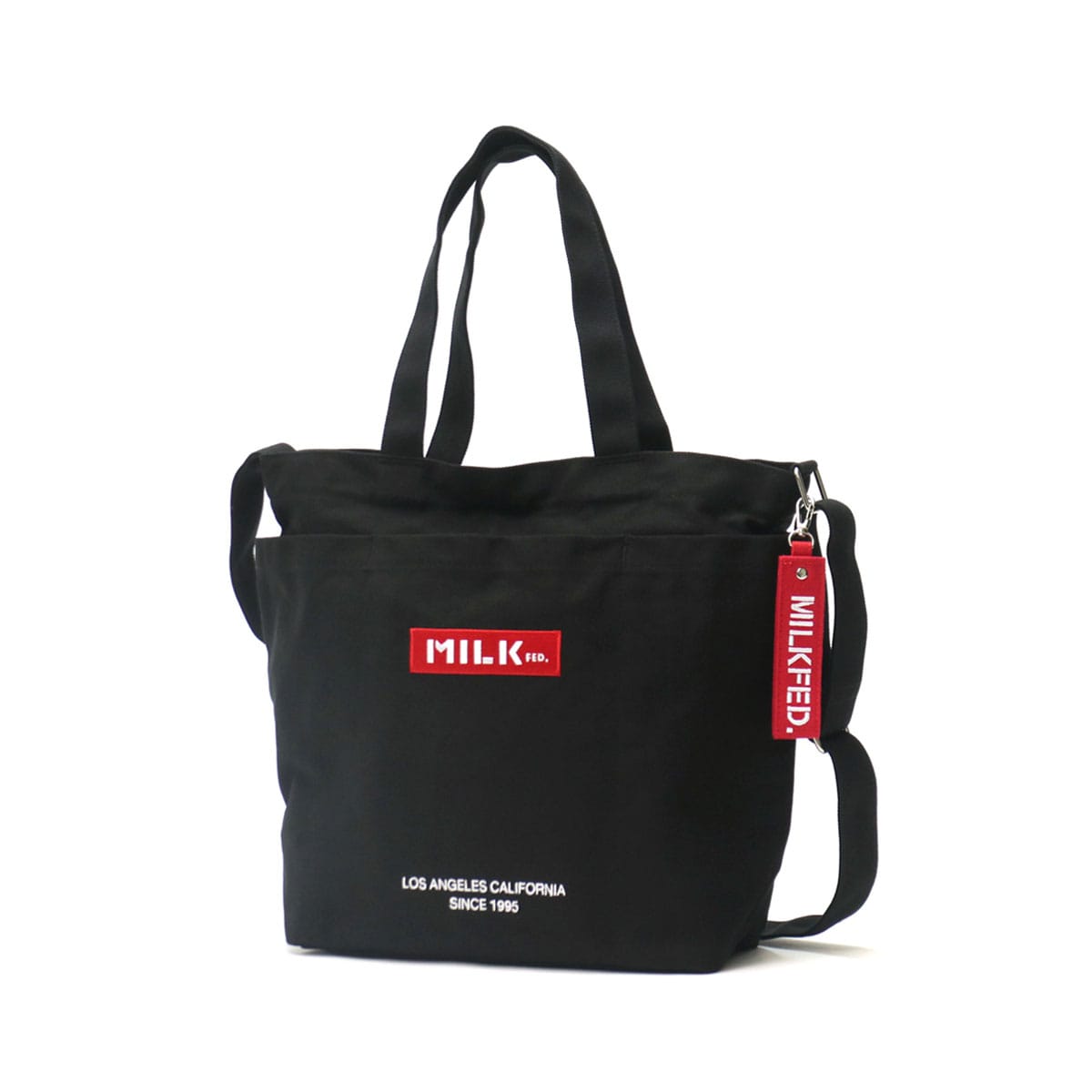 ミルクフェド 2WAYトート MILKFED. トートバッグ BAR AND UNDER LOGO BIG CANVAS BAG トート 2WAY ショルダーバッグ 斜めがけ B4 A4 大きめ 軽量 通学 通勤 高校生 女子 レディース 103201053013