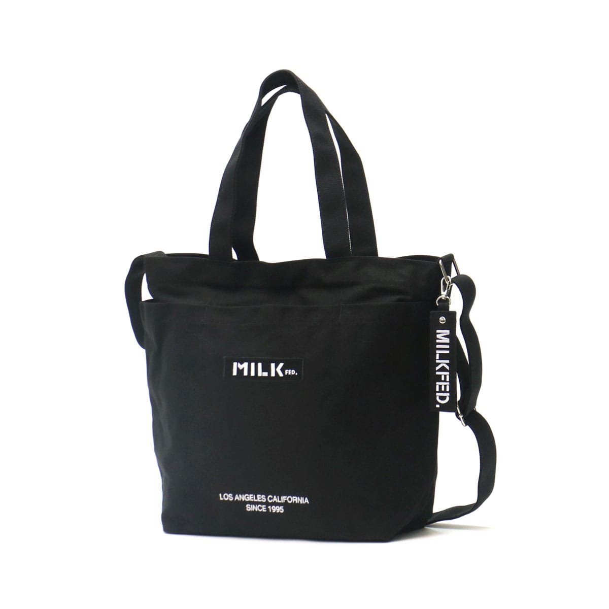 ミルクフェド 2WAYトート MILKFED. トートバッグ BAR AND UNDER LOGO BIG CANVAS BAG トート 2WAY ショルダーバッグ 斜めがけ B4 A4 大きめ 軽量 通学 通勤 高校生 女子 レディース 103201053013