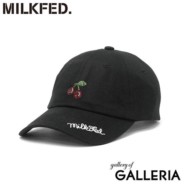 ミルクフェド キャップ レディース 深め 無地 MILKFED. おしゃれ 黒 ピンク 白 ホワイト ブラック 夏 春 冬 秋 ブランド コットン 綿 かわいい チェリー ラインストーン RHINESTONE CHERRY CAP 103251051004