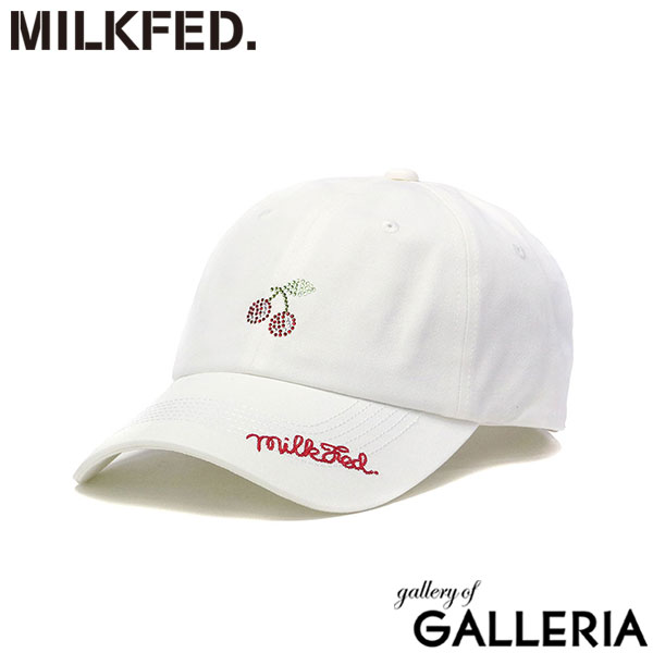 ミルクフェド キャップ レディース 深め 無地 MILKFED. おしゃれ 黒 ピンク 白 ホワイト ブラック 夏 春 冬 秋 ブランド コットン 綿 かわいい チェリー ラインストーン RHINESTONE CHERRY CAP 103251051004