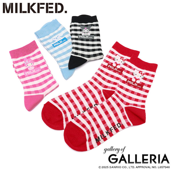 【メール便】ミルクフェド 靴下 レディース MILKFED. サンリオ コラボ ソックス ブランド キャラクター 可愛い チェック柄 ギンガムチェック ランダム 日本製 MILKFED.× SANRIO CHARACTERS SOCKS 103251054012