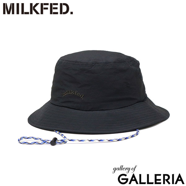 ミルクフェド ハット レディース MILKFED. UV UVカット 帽子 夏 バケットハット 紐付き 吸水速乾 撥水 消臭 抗菌 遮光 遮熱 紫外線対策 日除け ロゴ 刺繍 シンプル ARCH COOPER LOGO BUCKET HAT 103252051004