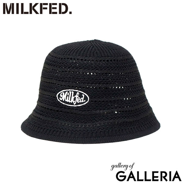 ミルクフェド ハット レディース MILKFED. 帽子 夏 バケットハット ロゴ 刺繍 シンプル ニット おしゃれ 透かし編み 深め ファッション小物 ブランド LOGO EMBROIDERY KNIT HAT 103252051009