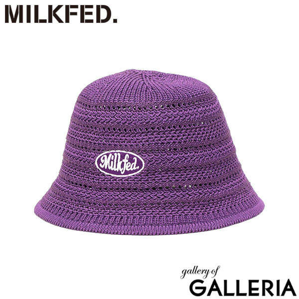 ミルクフェド ハット レディース MILKFED. 帽子 夏 バケットハット ロゴ 刺繍 シンプル ニット おしゃれ 透かし編み 深め ファッション小物 ブランド LOGO EMBROIDERY KNIT HAT 103252051009