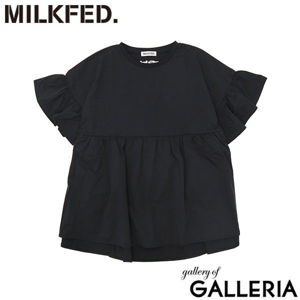 ミルクフェド チュニック 半袖 大人可愛い Tシャツ MILKFED. レディース 夏 長め フリル 水陸両用 ペプラム ゆったり ロゴ刺繍 UV加工 吸汗速乾 コラボ MILKFED. x OP RUFFLE TUNIC 103252013006