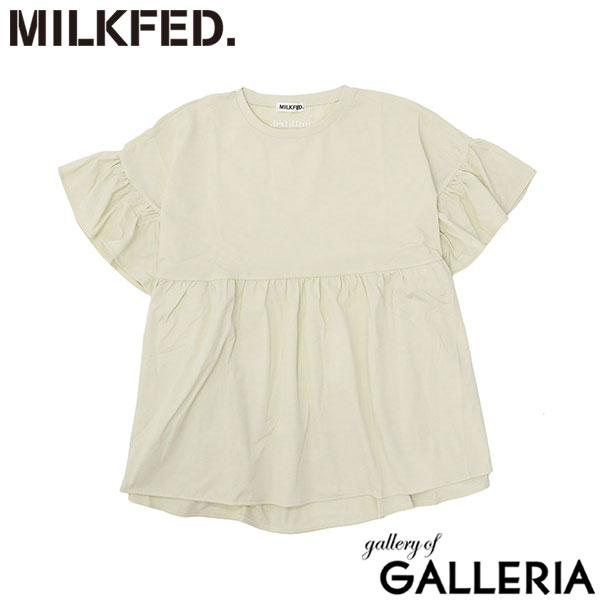 ミルクフェド チュニック 半袖 大人可愛い Tシャツ MILKFED. レディース 夏 長め フリル 水陸両用 ペプラム ゆったり ロゴ刺繍 UV加工 吸汗速乾 コラボ MILKFED. x OP RUFFLE TUNIC 103252013006