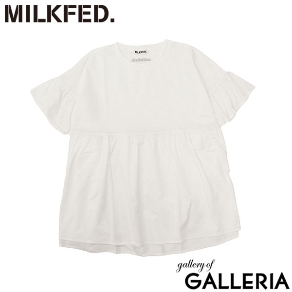 ミルクフェド チュニック 半袖 大人可愛い Tシャツ MILKFED. レディース 夏 長め フリル 水陸両用 ペプラム ゆったり ロゴ刺繍 UV加工 吸汗速乾 コラボ MILKFED. x OP RUFFLE TUNIC 103252013006