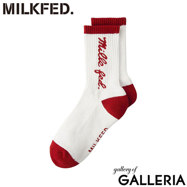 【メール便】 ミルクフェド 靴下 レディース 女の子 MILKFED. ソックス 女子 かわいい ミドル おしゃれ ロゴ ミドル丈 クルー丈 リブソックス リブ 可愛い カジュアル くつ下 日本製 ICING LOGO SOCKS 103253054008