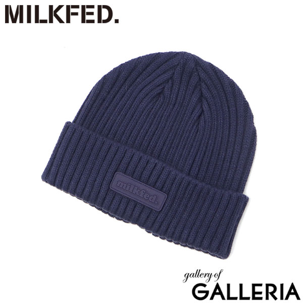 【メール便】 ミルクフェド ニット帽 レディース MILKFED. ブランド 秋冬 帽子 ニット 冬 秋 おしゃれ ニット帽子 かわいい ロゴ シンプル カジュアル 防寒 暖かい アクリル RUBBER PATCH KNIT CAP 103253051003