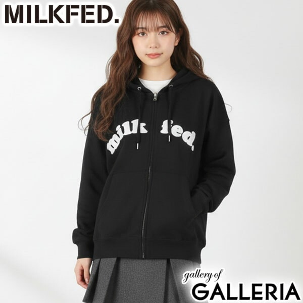 ミルクフェド パーカー レディース 大きいサイズ ジップ MILKFED. アウター 秋 冬 おしゃれ 女子 かわいい ロゴ ファスナー ジップパーカー ブランド フーディー ARCH COOPER LOGO ZIP UP HOODIE 103253012001