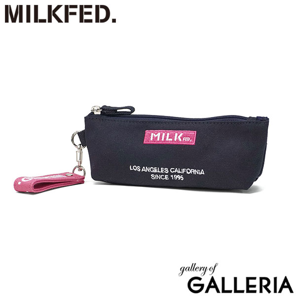MILKFED. ミルクフェド ペンケース ペンシルケース 筆記用具入れ コンパクト チャーム付き EMBROIDERED BAR PENCIL CASE 103211054026