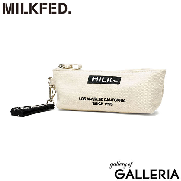 MILKFED. ミルクフェド ペンケース ペンシルケース 筆記用具入れ コンパクト チャーム付き EMBROIDERED BAR PENCIL CASE 103211054026