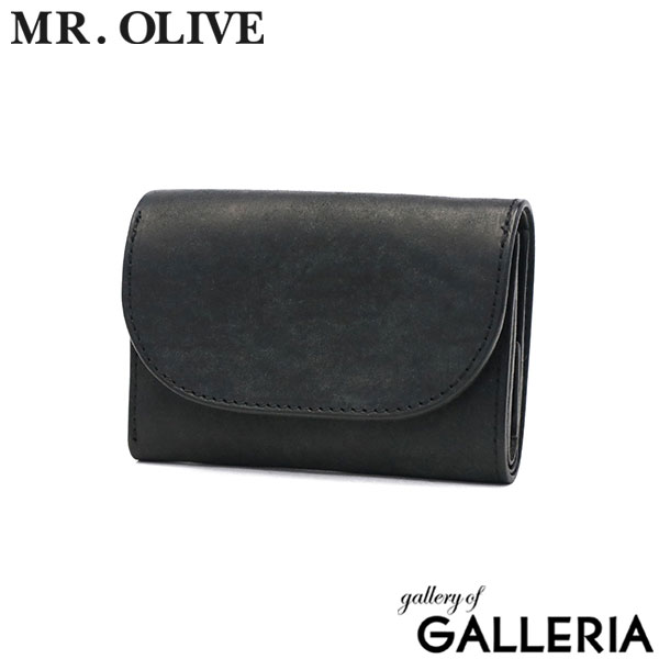 ミスターオリーブ イー.オー.アイ 三つ折り財布 メンズ レディース ブランド 本革 革 MR.OLIVE E.O.I 財布 三つ折り 三つ折 コンパクト 黒 ブラック 小銭入れあり 小銭入れ PUEBLO LEATHER COMPACT WALLET ME115P