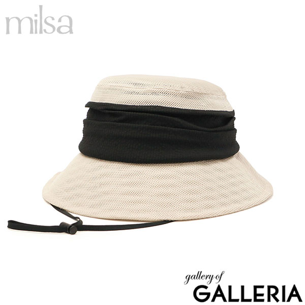 ミルサ ハット レディース ストラップ milsa 帽子 UVカット 風とばーぬ 日除け帽子 つば広 メッシュ あご紐 折りたたみ 洗濯機で洗える 涼しい 軽い コンパクト 風飛ば～ぬ たためるクロシェ 252-061219