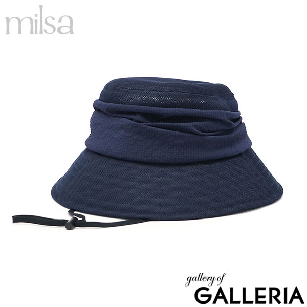 ミルサ ハット レディース ストラップ milsa 帽子 UVカット 風とばーぬ 日除け帽子 つば広 メッシュ あご紐 折りたたみ 洗濯機で洗える 涼しい 軽い コンパクト 風飛ば～ぬ たためるクロシェ 252-061219