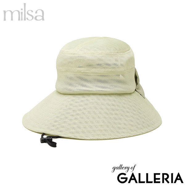 ミルサ ハット 帽子 レディース UVカット つば広 フリーサイズ milsa メッシュ 洗濯機で洗える 蒸れにくい 涼しい 軽量 軽い あご紐 あご紐付き サイズ調節 おしゃれ リボン 風飛ば～ぬ フリーハット 252-061217