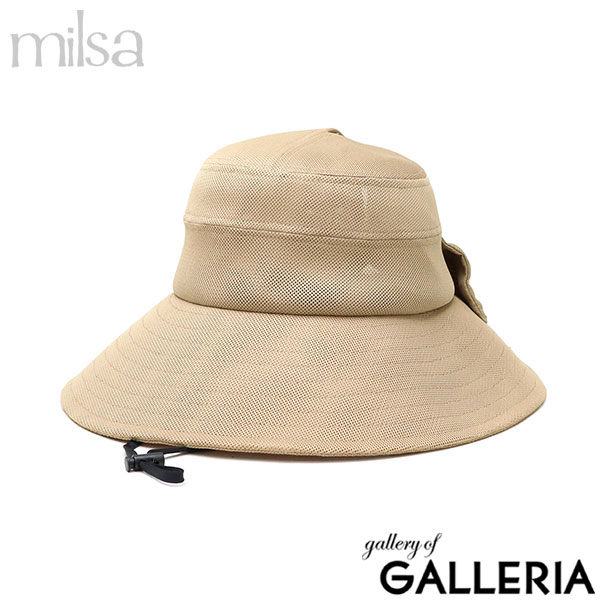 ミルサ ハット 帽子 レディース UVカット つば広 フリーサイズ milsa メッシュ 洗濯機で洗える 蒸れにくい 涼しい 軽量 軽い あご紐 あご紐付き サイズ調節 おしゃれ リボン 風飛ば～ぬ フリーハット 252-061217