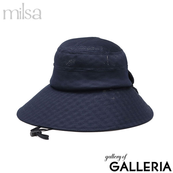 ミルサ ハット 帽子 レディース UVカット つば広 フリーサイズ milsa メッシュ 洗濯機で洗える 蒸れにくい 涼しい 軽量 軽い あご紐 あご紐付き サイズ調節 おしゃれ リボン 風飛ば～ぬ フリーハット 252-061217