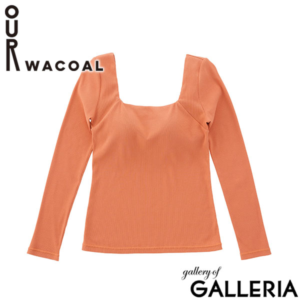 【セール】アワワコール スクエアネックTシャツ シャツ レディース 長袖 無地 OUR WACOAL トップス カップつき パット インナーウェア M L 無地 シンプル 綿100% アンダーウェア カップインスクエアネックリブTシャツ JCX535
