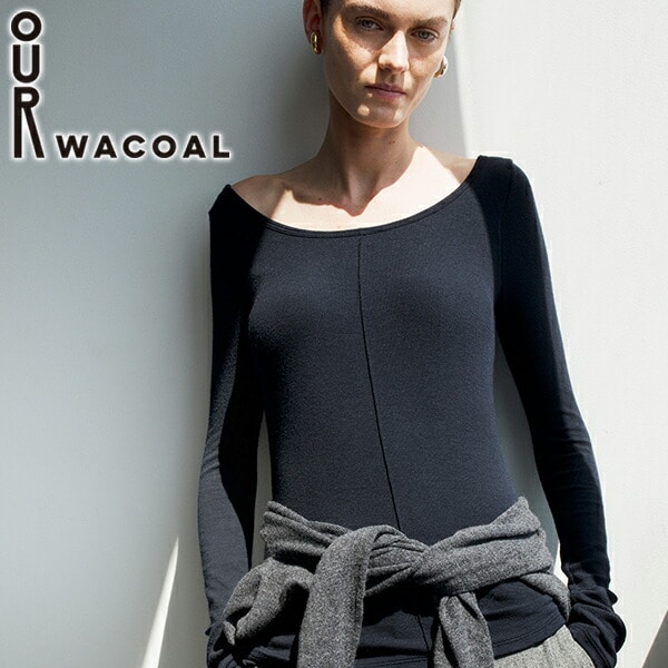アワワコール カットソー 長袖 長そで レディース OUR WACOAL インナー トップス 秋 冬 秋冬 きれいめ 無地 伸縮性 暖かい 保温 あったか カップ付き カップ M L ウール カップインベアテレコトップス JCW555