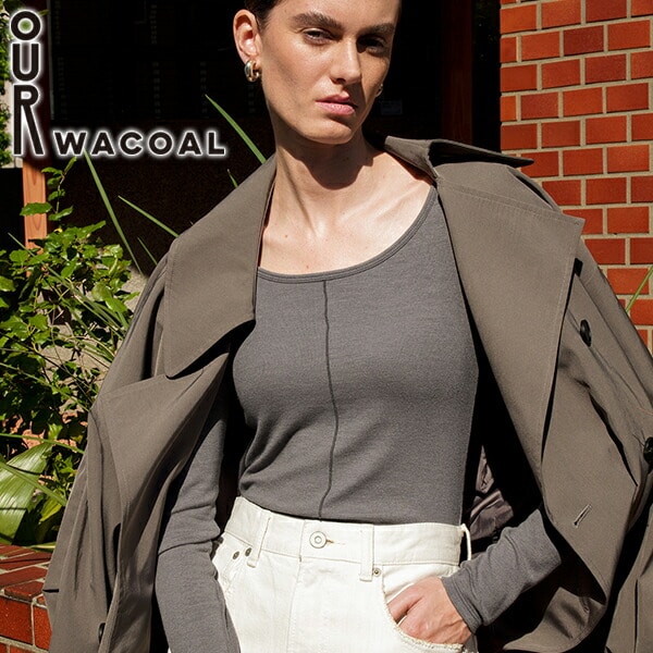 アワワコール カットソー 長袖 長そで レディース OUR WACOAL インナー トップス 秋 冬 秋冬 きれいめ 無地 伸縮性 暖かい 保温 あったか カップ付き カップ M L ウール カップインベアテレコトップス JCW555