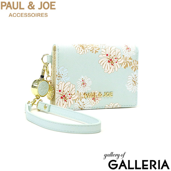 ポール&ジョーアクセソワ パスケース 落ちない リール付き PAUL＆JOE ACCESSOIRES レディース 定期入れ おしゃれ 二つ折り ブランド クリアポケット ICカード 2枚 花柄 合皮 クリザンテーム・ラメプリント PJA-W974