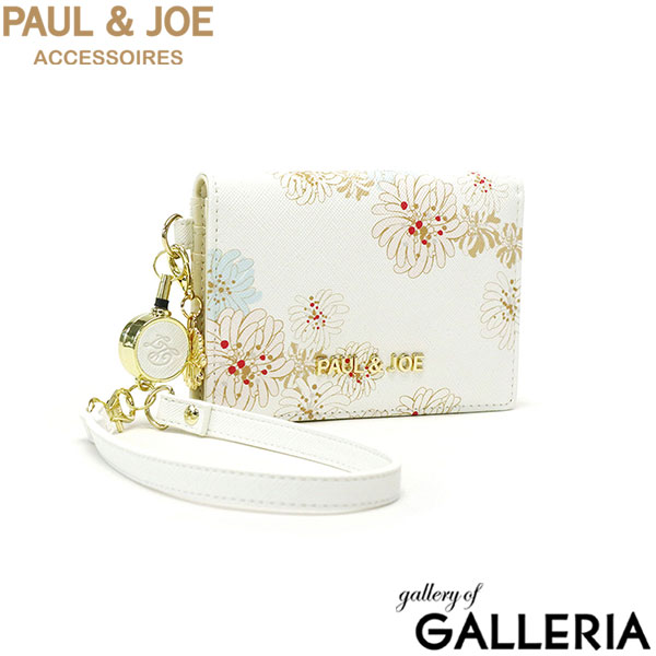 ポール&ジョーアクセソワ パスケース 落ちない リール付き PAUL＆JOE ACCESSOIRES レディース 定期入れ おしゃれ 二つ折り ブランド クリアポケット ICカード 2枚 花柄 合皮 クリザンテーム・ラメプリント PJA-W974