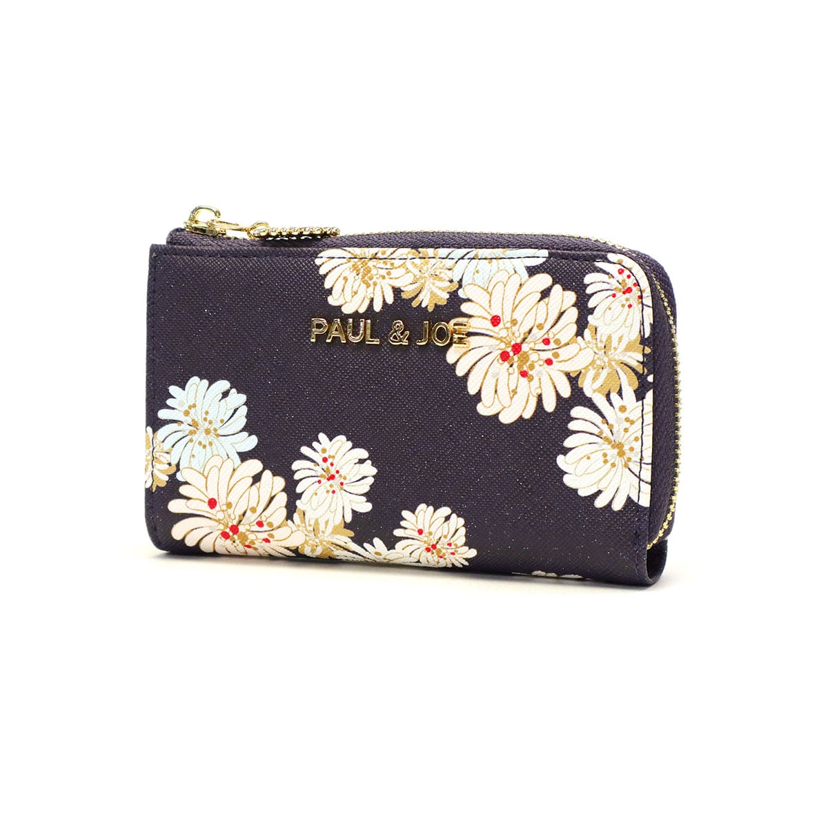 ポール&ジョーアクセソワ キーケース レディース PAUL＆JOE ACCESSOIRES スマートキー 車 鍵 カード コンパクト ブランド ファスナー おしゃれ かわいい 可愛い クリザンテーム・ラメプリント PJA-W975