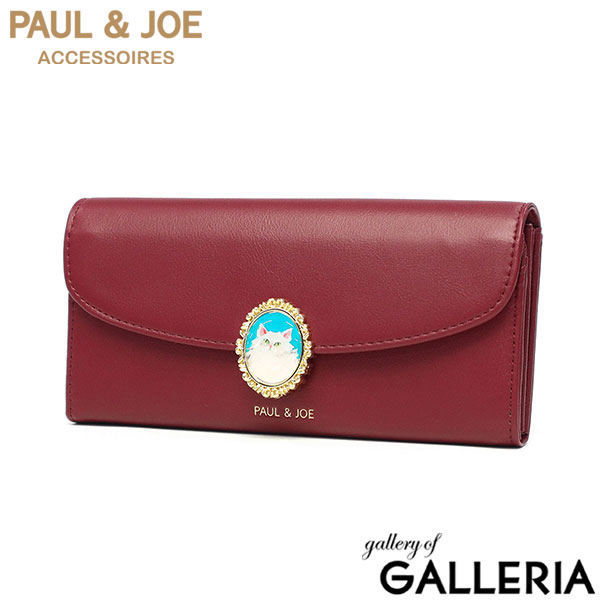 PAUL＆JOE ACCESSOIRES 長財布 ブランド 大容量 かぶせ 財布 ポールアンドジョー カード 小銭入れ 合皮 かわいい 可愛い おしゃれ 上品 猫 ネコ ねこ ブローチ CAT BROOCH かぶせ束入れ PJA-W1171