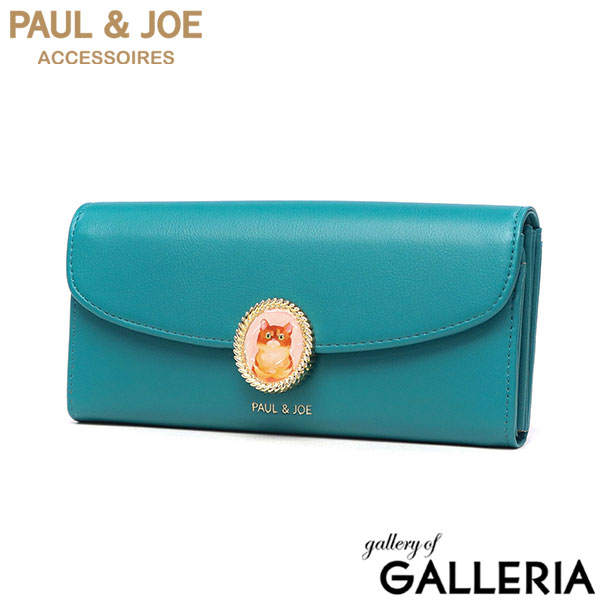 PAUL＆JOE ACCESSOIRES 長財布 ブランド 大容量 かぶせ 財布 ポールアンドジョー カード 小銭入れ 合皮 かわいい 可愛い おしゃれ 上品 猫 ネコ ねこ ブローチ CAT BROOCH かぶせ束入れ PJA-W1171