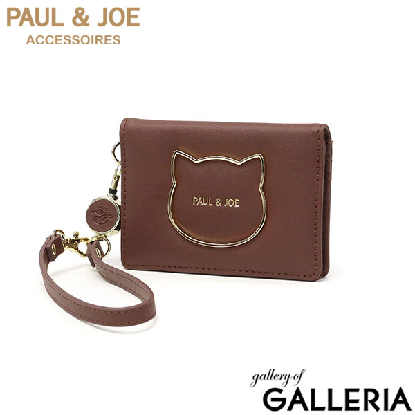 PAUL＆JOE ACCESSOIRES パスケース レディース リール付き ポールアンドジョー かわいい 薄型 二つ折り 落ちない 定期入れ ICカード クリアポケット 上品 猫 ネコ ねこ BIG CAT METAL 二面パスケース PJA-W1274