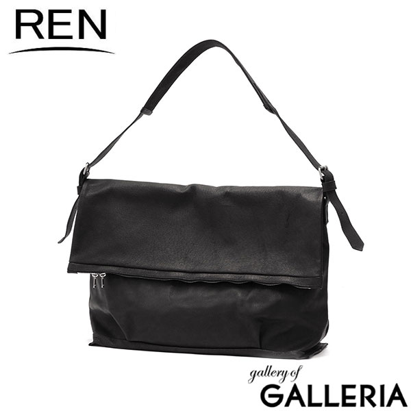 REN ショルダーバッグ レディース 大きめ 斜め掛け レン バッグ レザー カバン 大容量 大人 ブランド 革 本革 シンプル 肩掛け ショルダー カジュアル B4 HALLIE フラップポケットメッセンジャー 1-30-30451