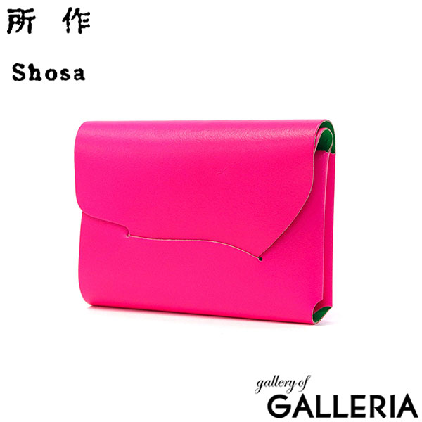 所作 財布 メンズ レディース 本革 Shosa ショサ 三つ折り財布 オシャレ ミニ 革 コンパクト スリム 軽い カード入れ 蛍光 ネオンカラー 小銭入れあり 小さい 牛革 日本製 ブランド ネオン cp-2.5