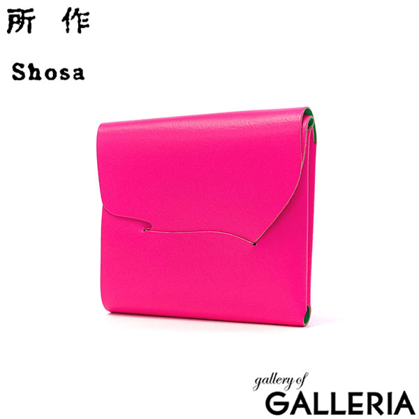 所作 財布 メンズ レディース 本革 Shosa ショサ 三つ折り財布 オシャレ ミニ 革 コンパクト スリム 軽い カード入れ 蛍光 ネオンカラー 小銭入れあり 小さい 牛革 日本製 ブランド ネオン cp-3.5