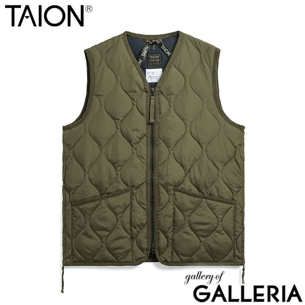 タイオン ダウンベスト メンズ レディース TAION Vネック ダウン ベスト 軽量 防寒 洗える ファスナー ジッブ アウター カジュアル MILITARY LINE ミリタリー Vネックジップ ダウンベスト TAION-001ZML-1