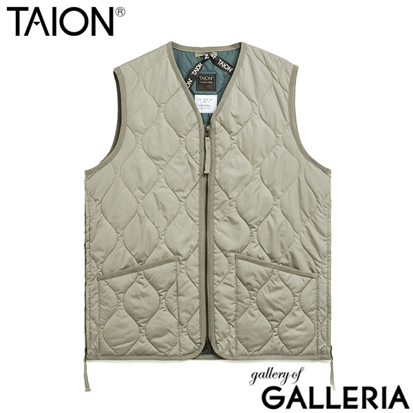 タイオン ダウンベスト メンズ レディース TAION Vネック ダウン ベスト 軽量 防寒 洗える ファスナー ジッブ アウター カジュアル MILITARY LINE ミリタリー Vネックジップ ダウンベスト TAION-001ZML-1