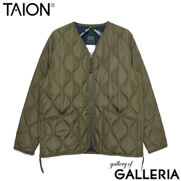 タイオン ダウンジャケット メンズ レディース 冬 TAION Vネック ダウン ブランド 暖かい 軽量 軽い 収納袋付き ファスナー アウター 洗濯 洗える MILITARY LINE ミリタリー Vネックジップ ダウンジャケット TAION-101ZML-1